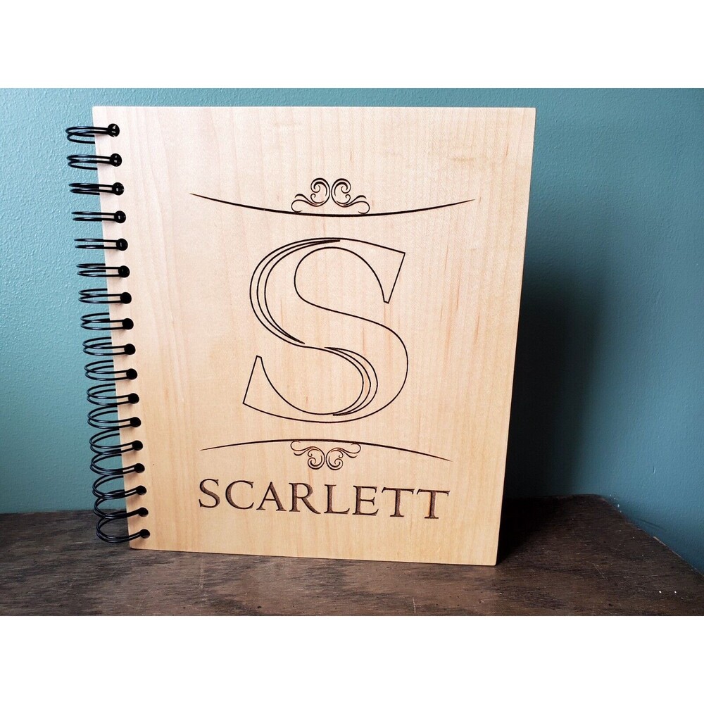 Personalized Engraved SCARLETT Wood Cover Photo Album Holds 4x6" Pictures 18 pgs